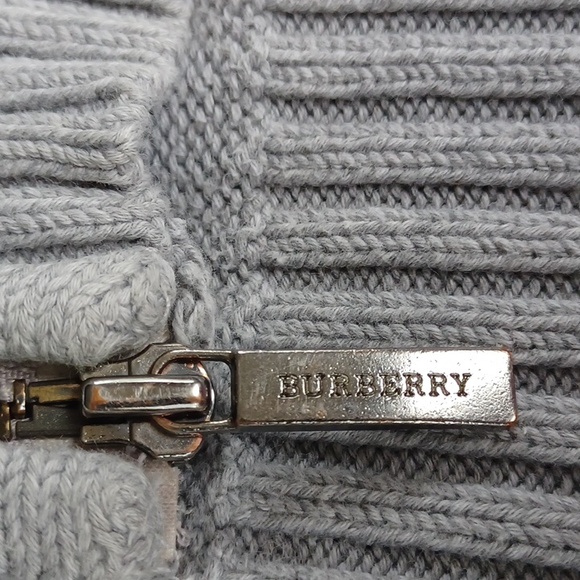 Burberry Zip Front Cotton Ribbed Collar Cardigan- Sz. 44/10 - Picture 7 of 15